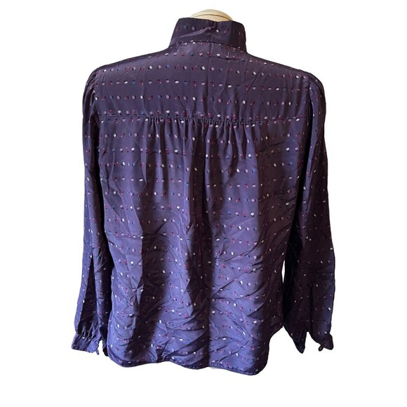 Prophecy Vintage Floral Silky Purple Librarian Blouse Sz Large Appx (Unsized) Ma - Picture 8 of 13